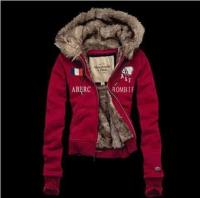 dames abercrombie fitch fur hooded outwear zip af rood Kleren Bestellen t0xk8645